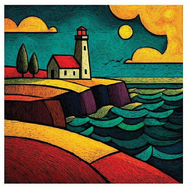 Whimsy Lighthouse Rug Hooking & Punch Needle pattern - Loopy Impressions